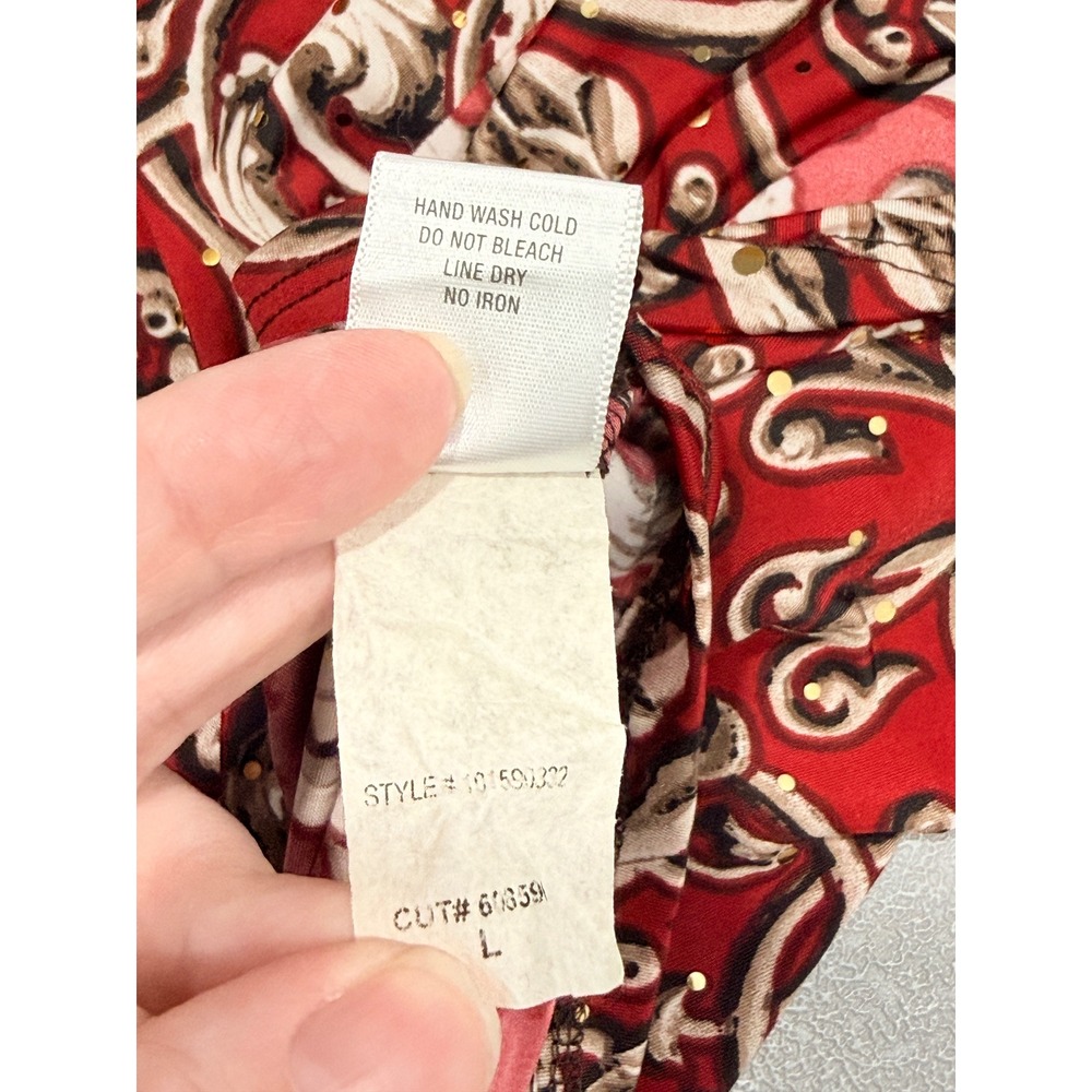 vtg y2k Dressbarn Top Womens sz L Whimsigoth Sparkle Glam Red Sequin USA - Picture 7 of 10